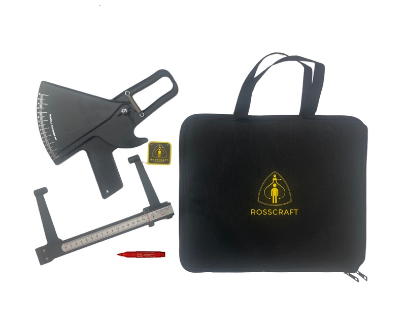 Rosscraft Level 1 Advanced kit: Slim Guide skinfold caliper, Campbell 10 NEO small bone caliper, tape measure, marker and bag